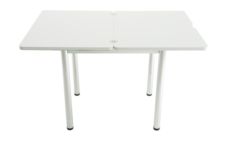 Кухонный раздвижной стол Бари дерево №8 (стекло белое/белый) в Тамбове - изображение 4