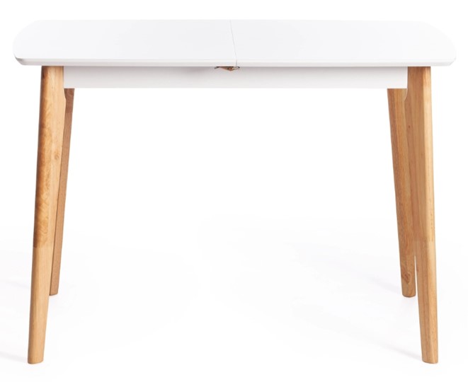Кухонный стол раздвижной Claire, дерево гевея/МДФ, 110+30x75x75 Белый/натуральный арт.15111 в Тамбове - изображение 1
