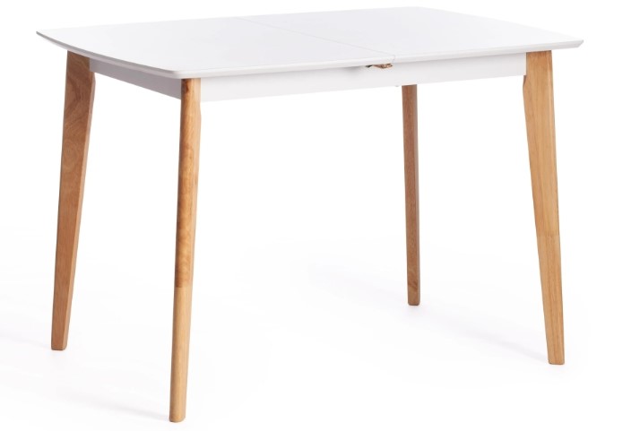 Кухонный стол раздвижной Claire, дерево гевея/МДФ, 110+30x75x75 Белый/натуральный арт.15111 в Тамбове - изображение 3