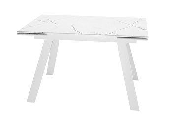 Кухонный стол раздвижной DikLine DKL140 Керамика Белый мрамор/опоры белые (2 уп.) в Тамбове - предосмотр