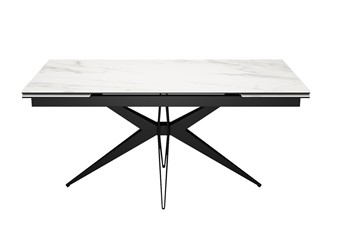 Кухонный стол раскладной DikLine KW160 мрамор С41 (керамика белая)/опоры черные в Тамбове - предосмотр