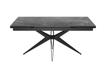 Обеденный раздвижной стол DikLine KW160 мрамор С45 (керамика черная)/опоры черные в Тамбове - предосмотр