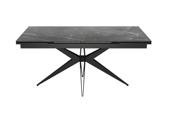 Обеденный раздвижной стол DikLine KW160 мрамор С45 (керамика черная)/опоры черные в Тамбове - изображение