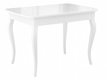Кухонный раздвижной стол Dikline M120 Белый/стекло белое глянец/ножки MC белые в Тамбове