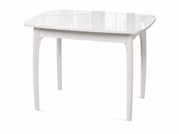 Кухонный стол раздвижной Dikline M40 стекло белое/ножки белые в Тамбове