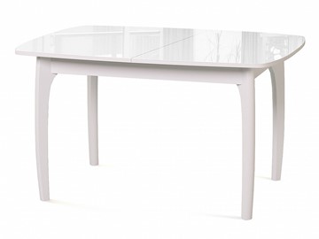 Кухонный раздвижной стол Dikline M20 стекло белое/ножки белые в Тамбове