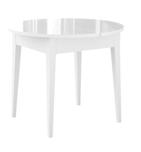 Кухонный раздвижной стол Dikline MR100 Белый/стекло белое глянец/ножки MM белые в Тамбове