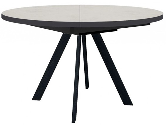 Кухонный стол раскладной Dikline RD120 Хромикс белый/ножки черные в Тамбове - изображение