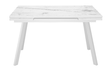 Кухонный стол раскладной DikLine SKA125 Керамика Белый мрамор/подстолье белое/опоры белые (2 уп.) в Тамбове - предосмотр