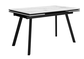 Кухонный раздвижной стол DikLine SKA125 Керамика Белый мрамор/подстолье черное/опоры черные (2 уп.) в Тамбове - предосмотр