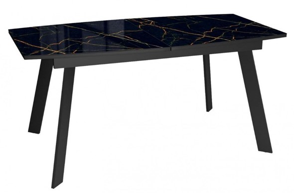 Раздвижной стол Dikline XLS160 мрамор черный глянец/ножки черные в Тамбове - изображение
