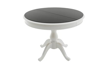 Раздвижной стол Фабрицио-1 Glass, Круг 1000, (Тон 9 - Эмаль белая + Чёрное) в Тамбове