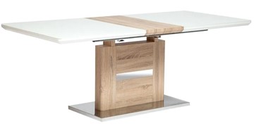 Кухонный раздвижной стол FOSTER (mod. 8070) high glossy/закаленное стекло, 160/200x90x75, дерево/белый в Тамбове