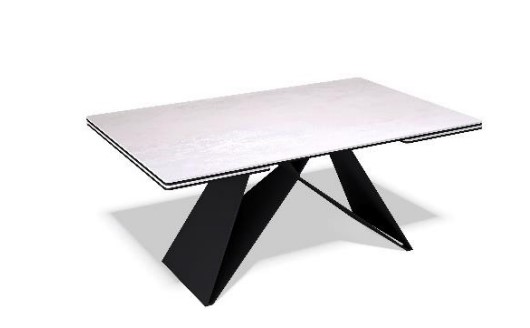 Кухонный раздвижной стол KB1400, черный/керамика белая в Тамбове - изображение