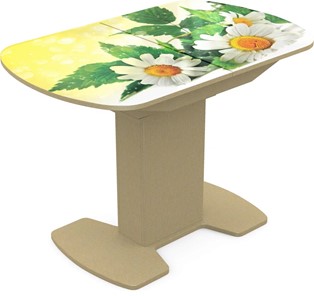 Кухонный стол раздвижной Корсика исп. 1 Фотопечать (Цветы №3) 1100(1415)*700 в Тамбове