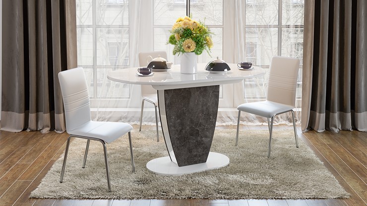 Кухонный стол раскладной Монреаль тип 1 (Белый глянец/Моод темный) в Тамбове - изображение 2