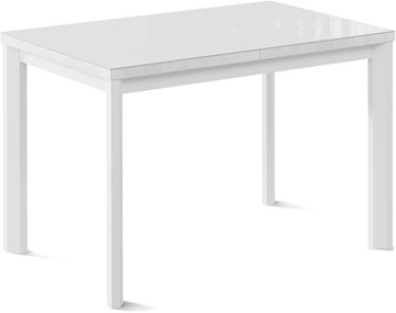 Кухонный стол раскладной Нагано-1G (ноги металлические белые, стекло cristal/белый цемент) в Тамбове