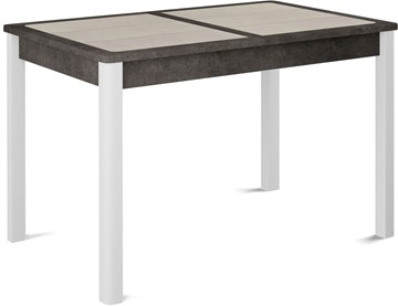 Кухонный стол раздвижной Ницца-1 ПЛ (ноги белые, плитка бежевая/серый камень) в Тамбове