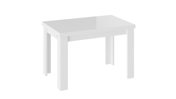 Кухонный раскладной стол Норман тип 1, цвет Белый/Стекло белый глянец в Тамбове - изображение