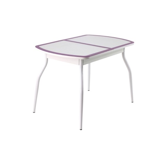 Кухонный стол раздвижной ПГ-01 СТК, белый/фиолетовый/крокодил белый/белый в Тамбове - изображение 1