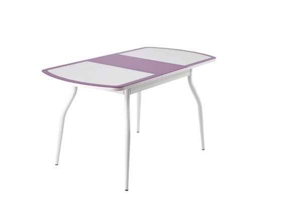 Кухонный стол раздвижной ПГ-01 СТК, белый/фиолетовый/крокодил белый/белый в Тамбове - изображение