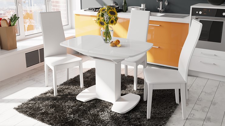 Раздвижной стол Портофино (СМ(ТД)-105.02.11(1)), цвет Белый глянец/Стекло белое в Тамбове - изображение 2