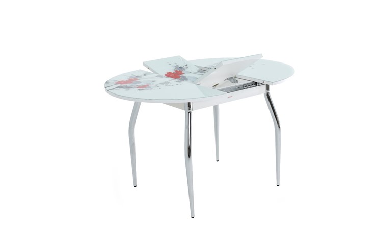 Обеденный раздвижной стол Ривьера - Круг, ноги метал. крашеные №24, ФП (Цветы №11) в Тамбове - изображение 2