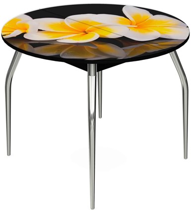 Обеденный раздвижной стол Ривьера - Круг, ноги метал. крашеные №24, ФП (Цветы №11) в Тамбове - изображение