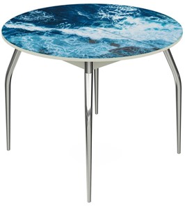 Кухонный раздвижной стол Ривьера - Круг, ноги метал. крашеные №24, ФП (Вода №15) в Тамбове