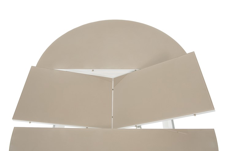 Кухонный раскладной стол Ривьера исп. круг хром №5 (стекло белое/белый) в Тамбове - изображение 4