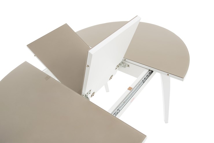 Кухонный раскладной стол Ривьера исп. круг хром №5 (стекло белое/белый) в Тамбове - изображение 5