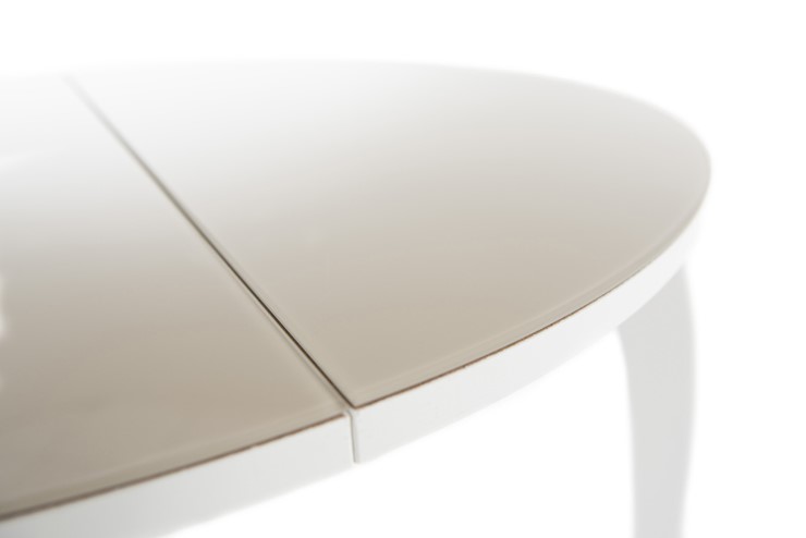 Кухонный раскладной стол Ривьера исп. круг хром №5 (стекло белое/белый) в Тамбове - изображение 6