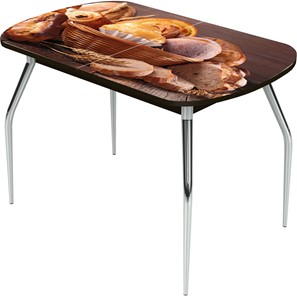 Кухонный стол раздвижной Ривьера исп.1 ноги метал. крашеные №24 Фотопечать (Хлеб №3 в Тамбове