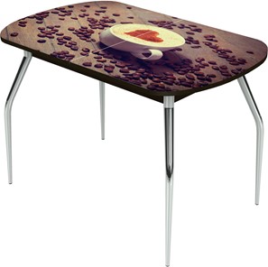 Кухонный раскладной стол Ривьера исп.1 ноги метал. крашеные №24 Фотопечать (Кофе №20) в Тамбове