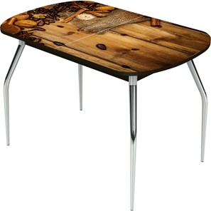 Кухонный стол раздвижной Ривьера исп.1 ноги метал. крашеные №24 Фотопечать (Кофе №25) в Тамбове