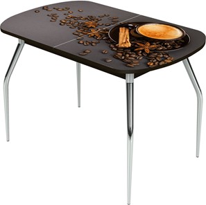Раздвижной стол Ривьера исп.2 ноги метал. крашеные №24 Фотопечать (Кофе №5) в Тамбове