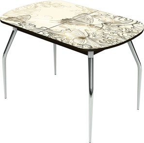 Кухонный раздвижной стол Ривьера исп.2 ноги метал. крашеные №24 Фотопечать (Текстура №33) в Тамбове