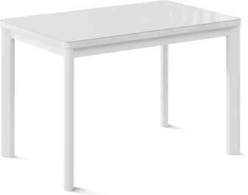 Кухонный раздвижной стол Токио-1G (ноги металлические белые, cтекло cristal/белый цемент) в Тамбове