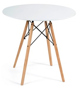 Стол обеденный CINDY NEXT, металл/мдф/бук, D70х75см, белый/натуральный арт.15854 в Тамбове