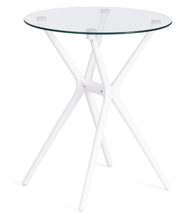 Стол на кухню PARNAVAZ (mod. 29) пластик/стекло, 60х60х70,5 прозрачный/белый арт.19697 в Тамбове - изображение