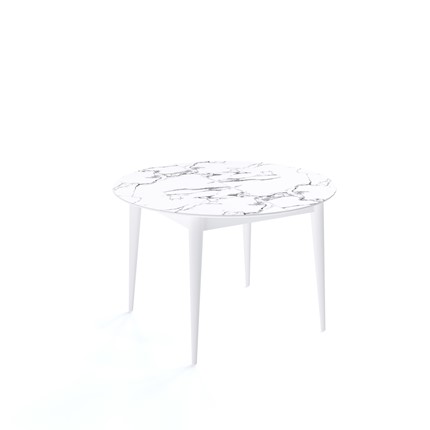 Кухонный стол раскладной Kenner W1200 (Белый/Мрамор белый) в Тамбове - изображение