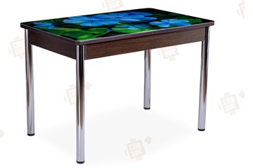 Кухонный стол раскладной Айсберг-01 СТФ, венге/фотопечать фиалка/ноги хром прямые в Тамбове