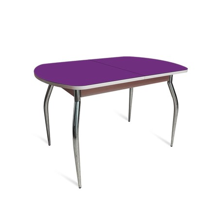 Раздвижной стол ПГ мини СТ2, дуб молочный/фиолетовое стекло/35 хром гнутые металл в Тамбове - изображение