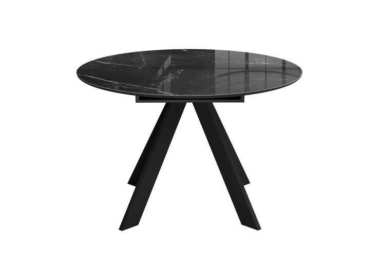 Стол обеденный раздвижной DikLine SFC110 d1100 стекло Оптивайт Черный мрамор/подстолье черное/опоры черные в Тамбове - изображение 6