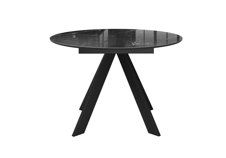 Стол обеденный раздвижной DikLine SFC110 d1100 стекло Оптивайт Черный мрамор/подстолье черное/опоры черные в Тамбове - изображение 7