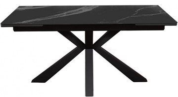 Стол раздвижной DikLine SFE140 Керамика Черный мрамор/подстолье черное/опоры черные (2 уп.) в Тамбове - предосмотр 1