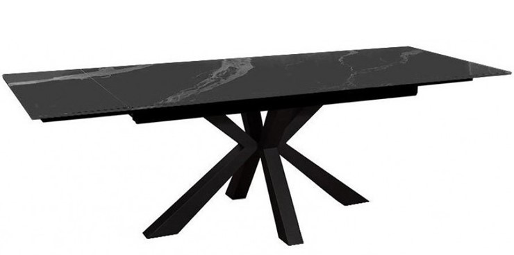 Стол раздвижной DikLine SFE140 Керамика Черный мрамор/подстолье черное/опоры черные (2 уп.) в Тамбове - изображение 3