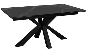 Керамический кухонный стол раздвижной DikLine SFE140 Керамика Черный мрамор/подстолье черное/опоры черные (2 уп.) в Тамбове
