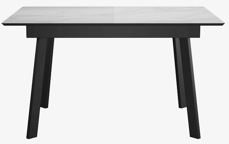 Стол на кухню раздвижной DikLine SFH125 стекло Оптивайт Белый мрамор/подстолье черное в Тамбове - изображение 1