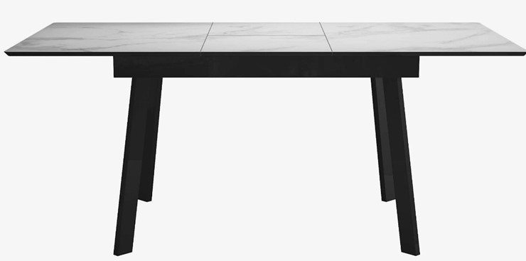 Стол на кухню раздвижной DikLine SFH125 стекло Оптивайт Белый мрамор/подстолье черное в Тамбове - изображение 4